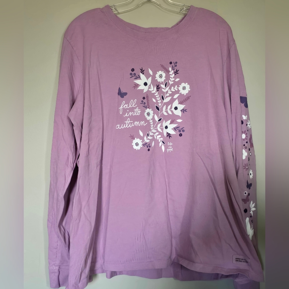 Life Is Good, Crusher Lavender Floral 'Fall Into Autumn' Long Sleeve Tee